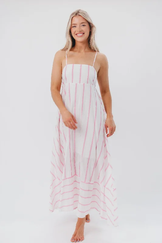 Poppy Striped Maxi Dress in Pink Stripes