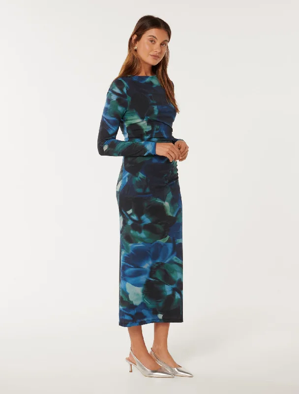 Loretta Ruched Jersey Midi Dress