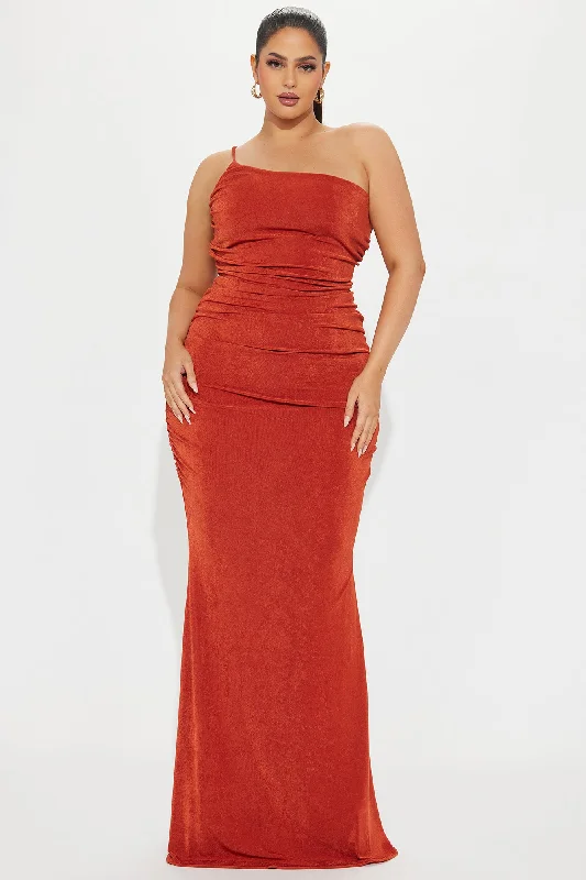 Aleyna Slinky Maxi Dress - Rust