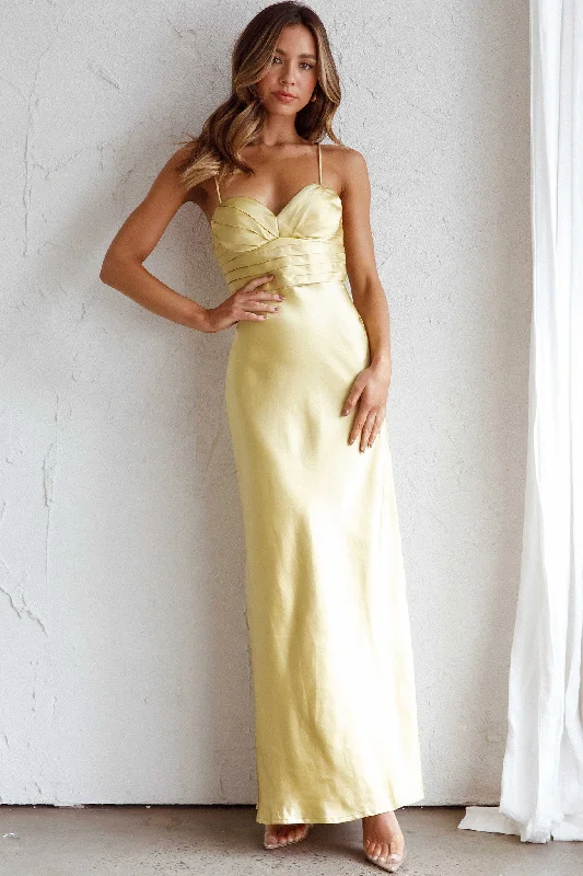 Azara Pintuck Bodice Maxi Dress Yellow