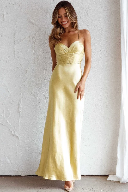 Azara Pintuck Bodice Maxi Dress Yellow