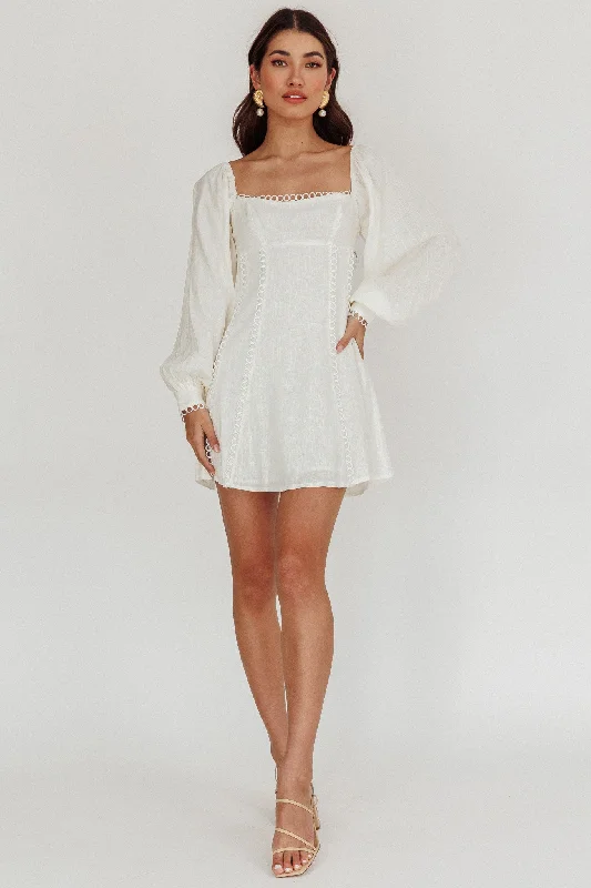 Chamberlain Balloon Sleeves Mini Dress White