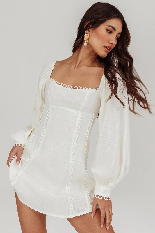 Chamberlain Balloon Sleeves Mini Dress White