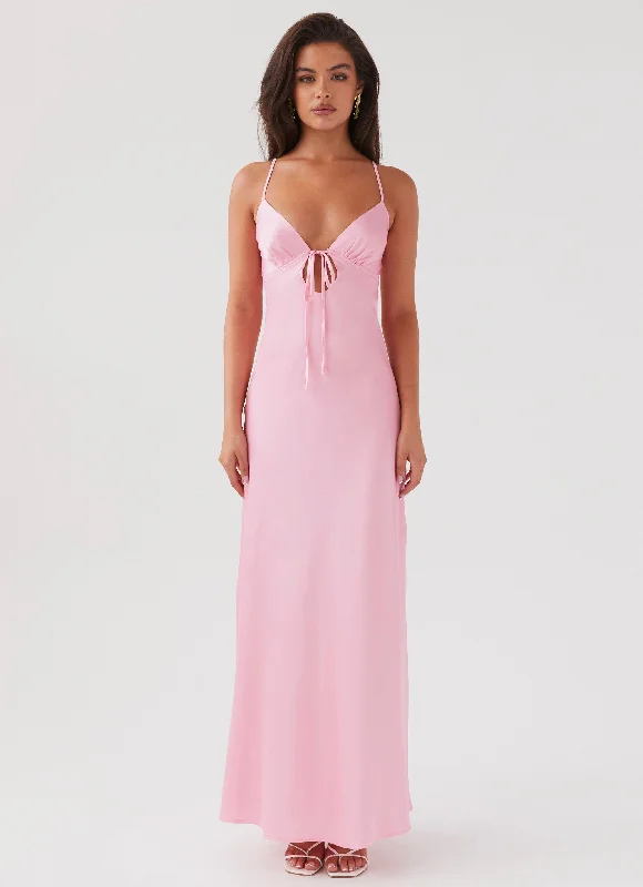 Flora Satin Maxi Dress - Candy