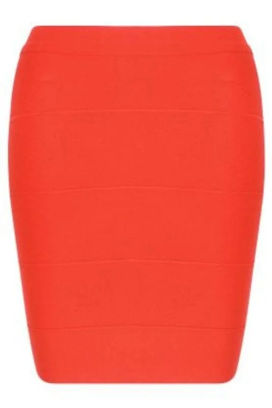 High Waist Bandage Striped Mini Skirt - Lipstick Red