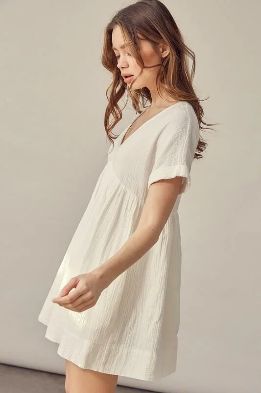 I Need You More White V-Neck Romper Dress