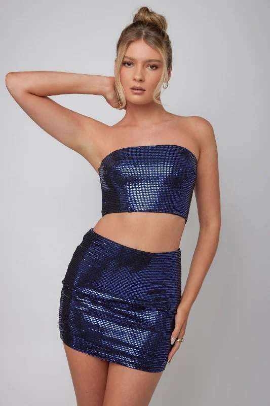 It Girls Sequin Crop Top Royal Blue