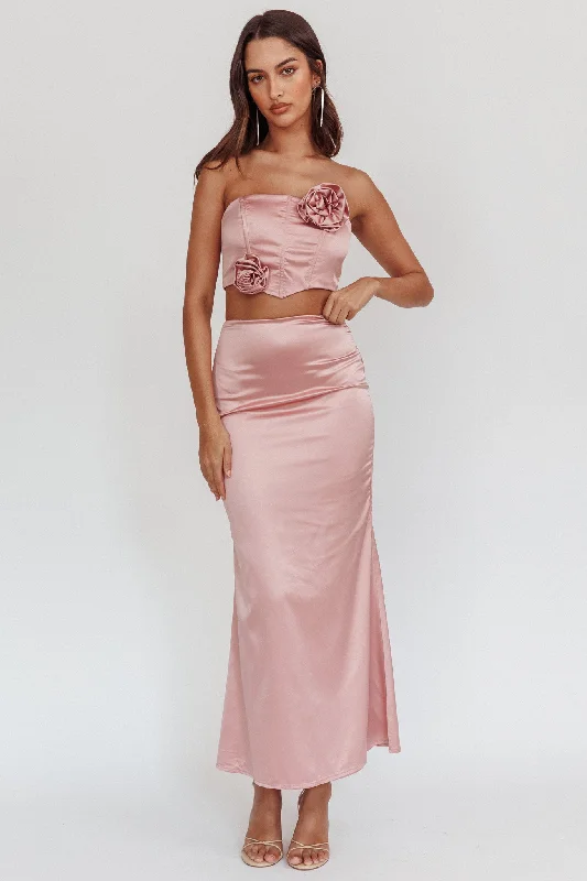 Like A Dove Satin Maxi Skirt Mauve