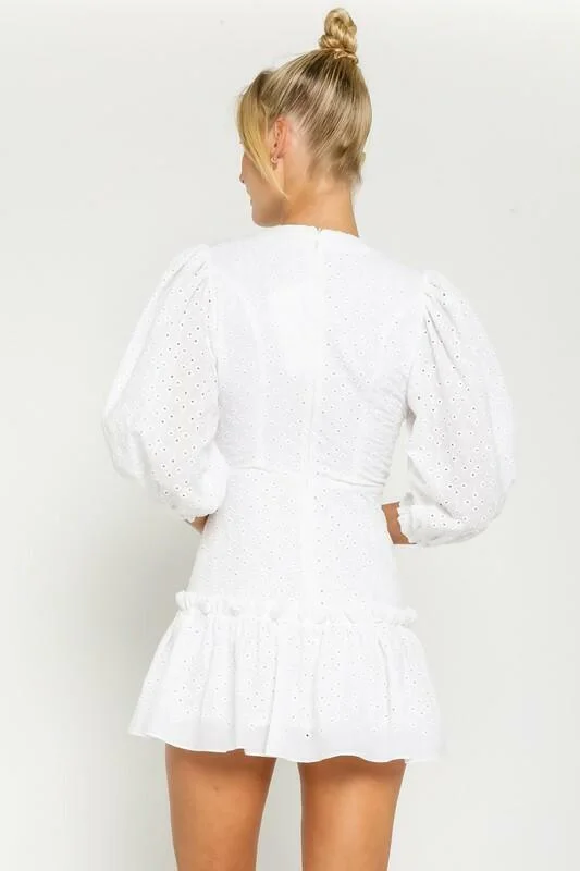 Loretta White Eyelet Mini Dress