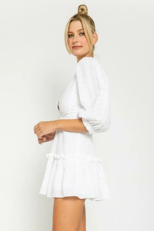 Loretta White Eyelet Mini Dress