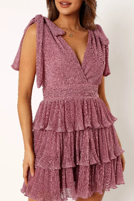 Lue Tiered Mini Dress - Dusty Purple