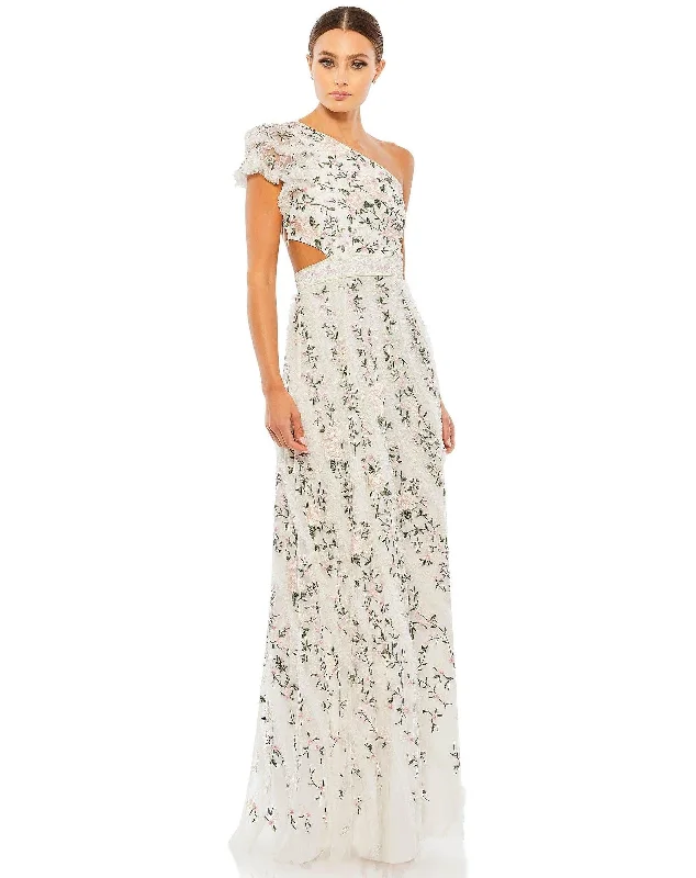 Mac Duggal 70160 Long One Shoulder Floral Lace Gown