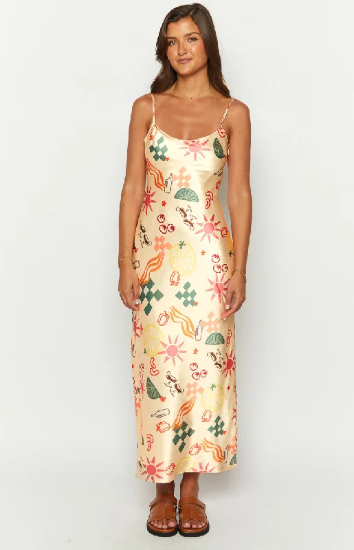 Renesmee Golden Escape Yellow Print Maxi Dress