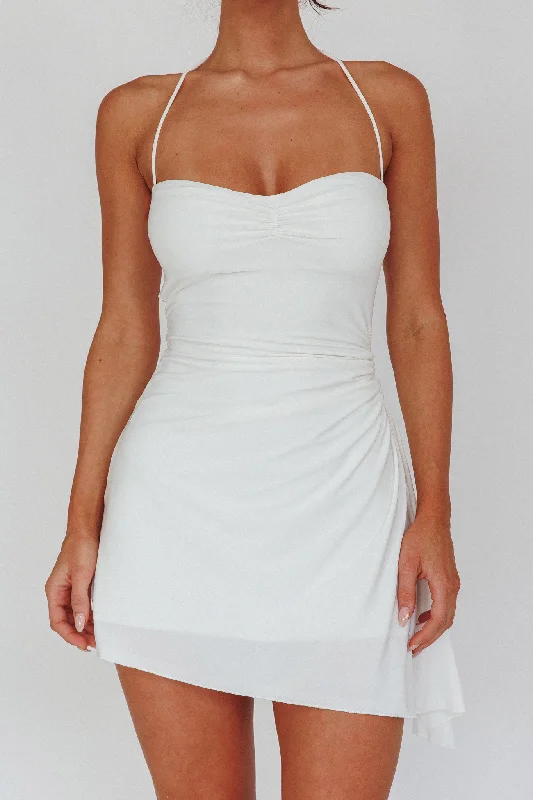 Thriving Ruched Side Mini Dress Off White