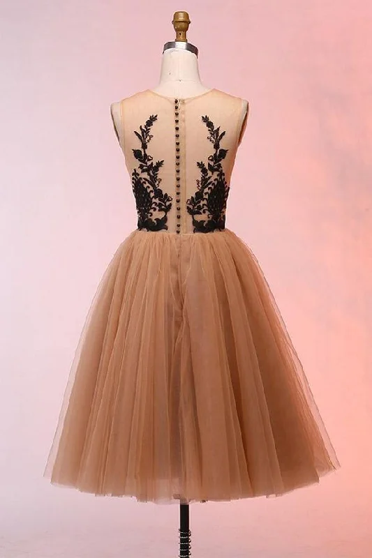 Vintage Short Tulle Appliques Homecoming Dress Short Prom Dress PD298