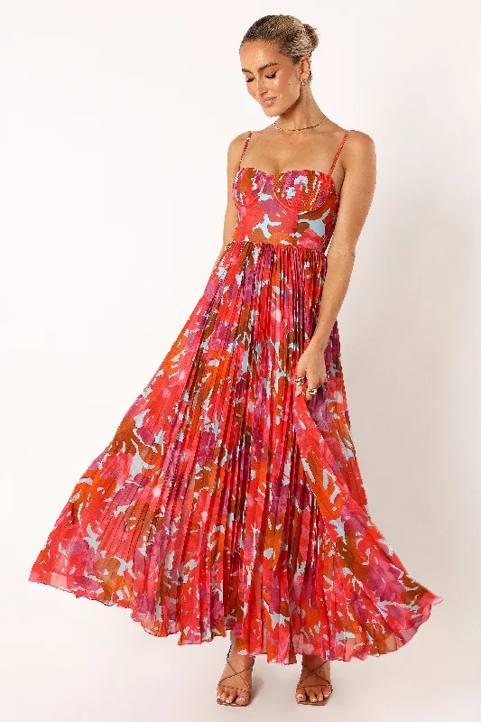 Achanti Pleated Maxi Dress - Pink Azalea