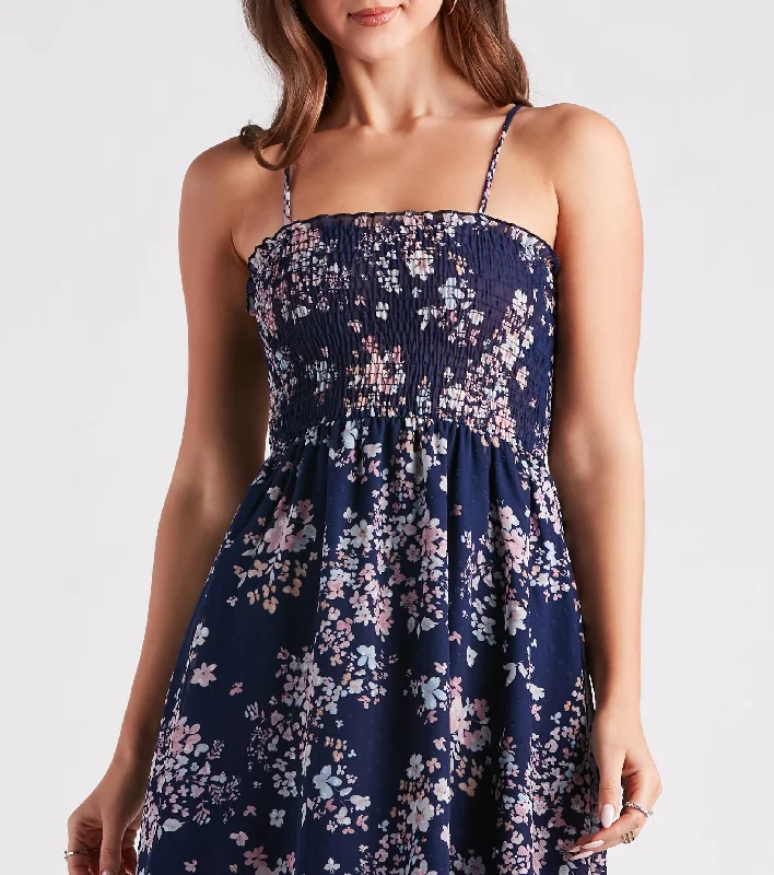 Brunch Date Floral Chiffon Skater Dress