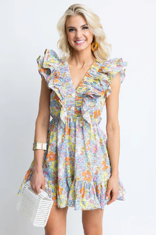 Floral London Double Vneck Dress