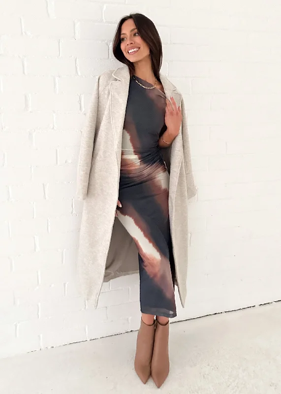 Darbie Mesh Maxi Dress - Brown Tie Dye