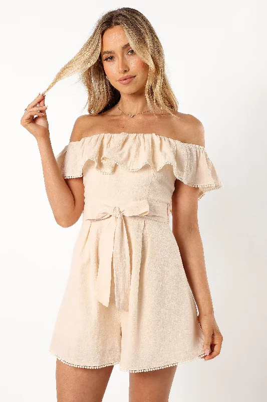 Donna Off Shoulder Playsuit - Off White