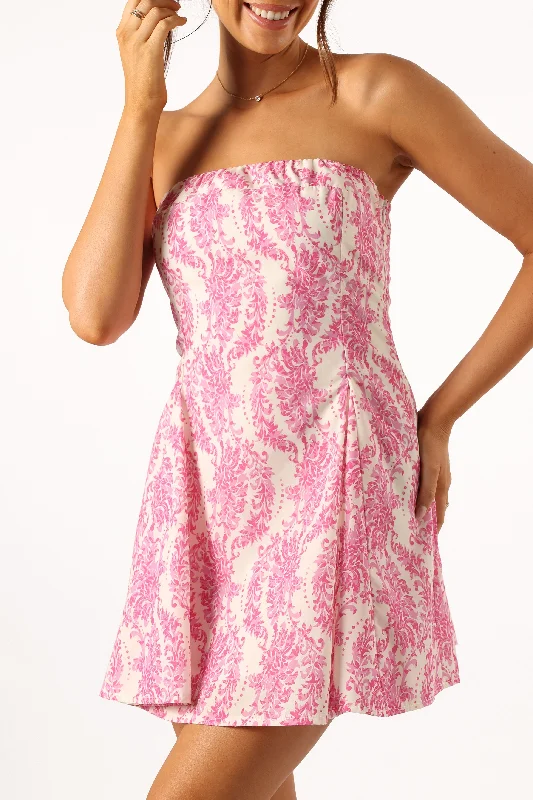 Fawn Strapless Mini Dress - Pink Floral