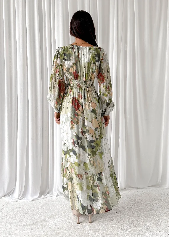 Geneva Maxi Dress - Green Abstract