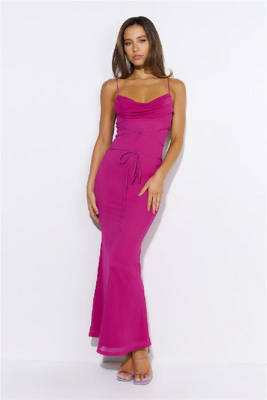 Hourglass Love Mesh Maxi Dress Berry