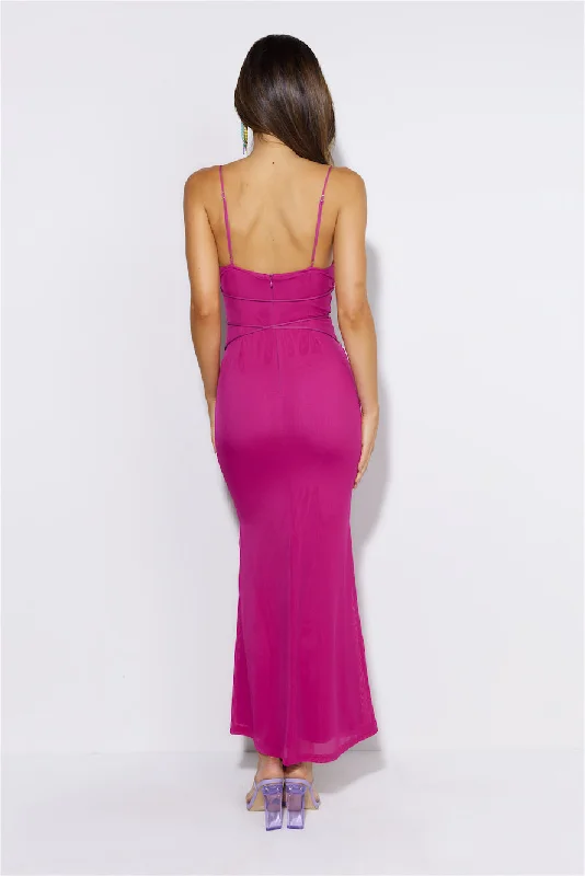 Hourglass Love Mesh Maxi Dress Berry