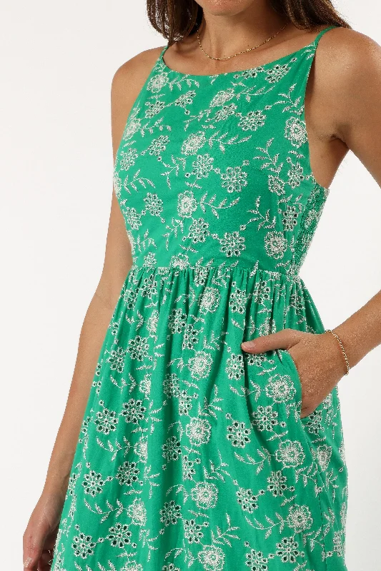 Jenson Maxi Dress - Green Eyelet