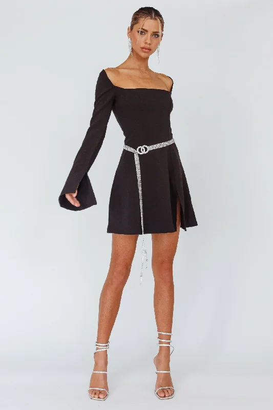 Kieran Long Sleeve A-Line Mini Dress Black