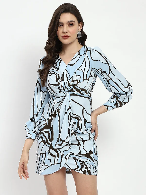 Madame Butterfly Print Wrap Style Dress