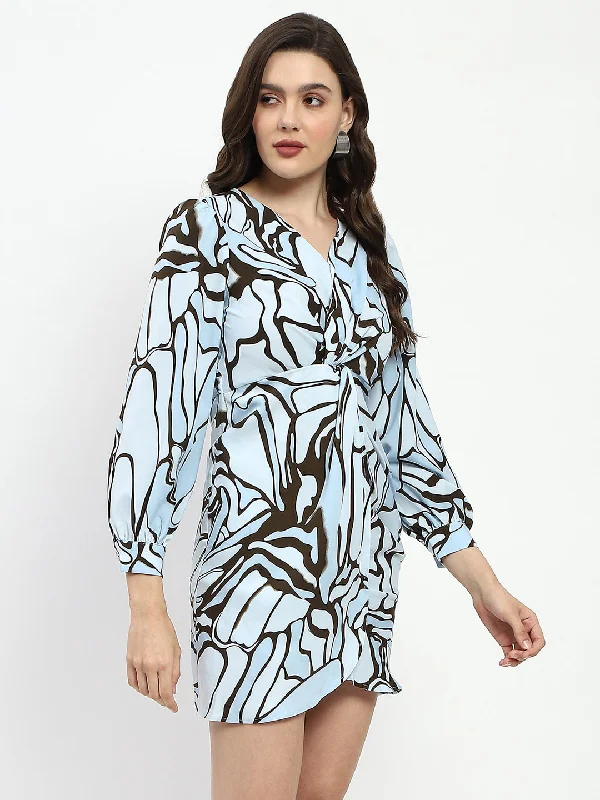 Madame Butterfly Print Wrap Style Dress