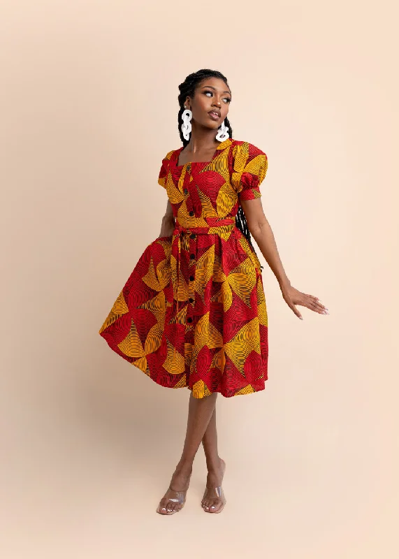 Marina African Print Midi Dress