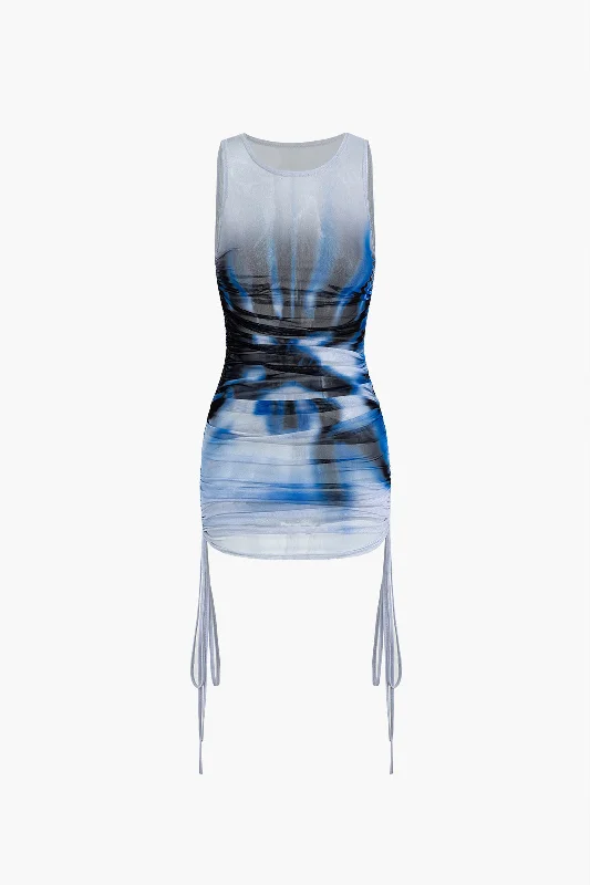 Tie Dye Ruched Tank Mini Dress