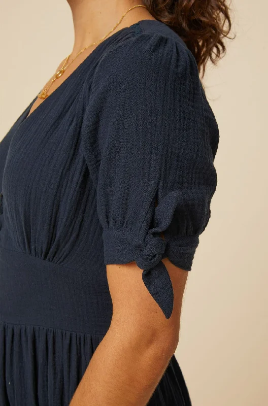 Olga Cheesecloth Dress | Navy