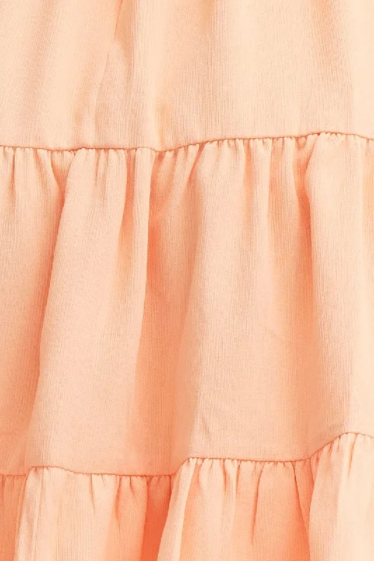 Orange Bust Dress Sleeveless Mini Ruched