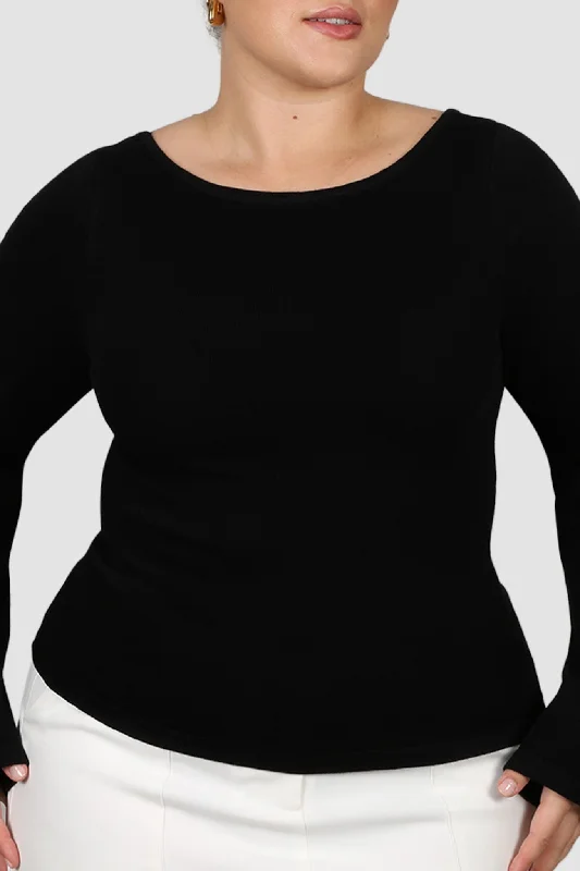 RAE KNIT TOP BLACK