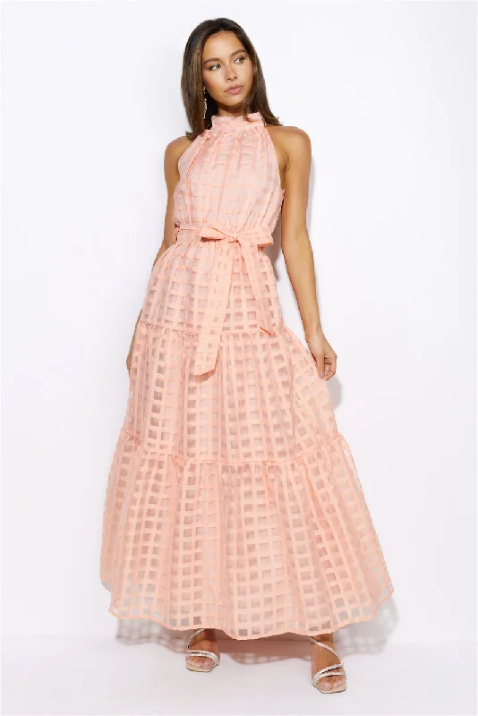 Summertime Picnic Maxi Dress Peach