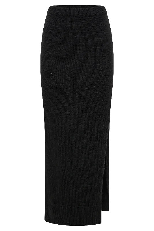 Brittany Knit Midi Skirt - Black