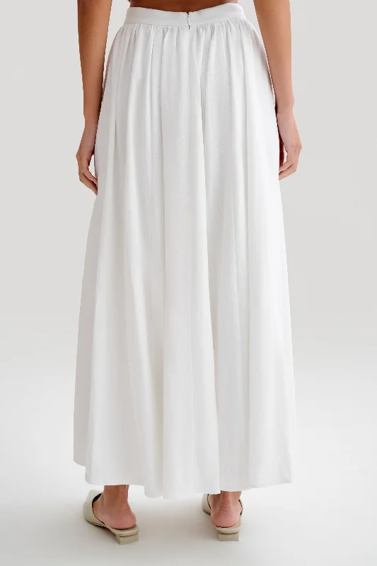 Clarence Linen A-Line Maxi Skirt - White