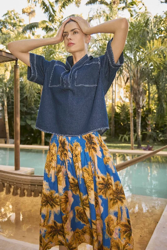 Fallon Skirt in Tropical Palm