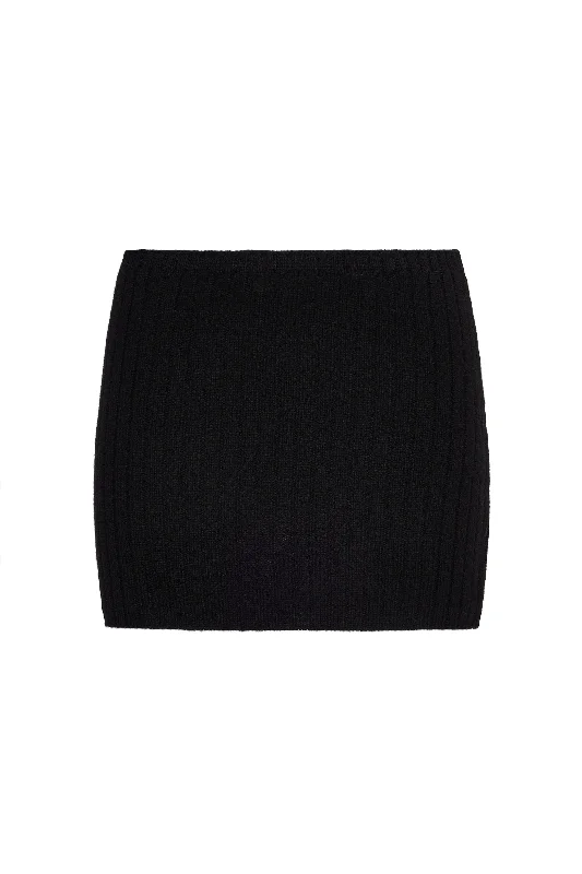 Low-Rise Rib Knit Mini Skirt