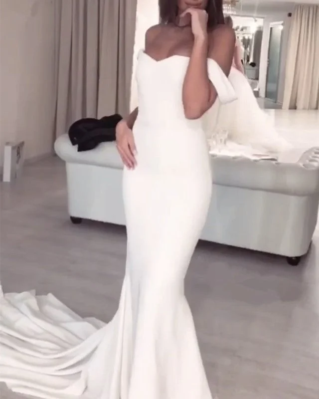 Mermaid Wedding Dresses Sweetheart Court Train With Off Shoulder