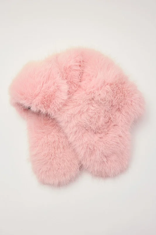 Token Faux Fur Fluffy Trapper Hat Pink