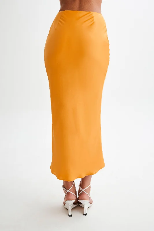 Viviana Satin Maxi Skirt - Tangerine