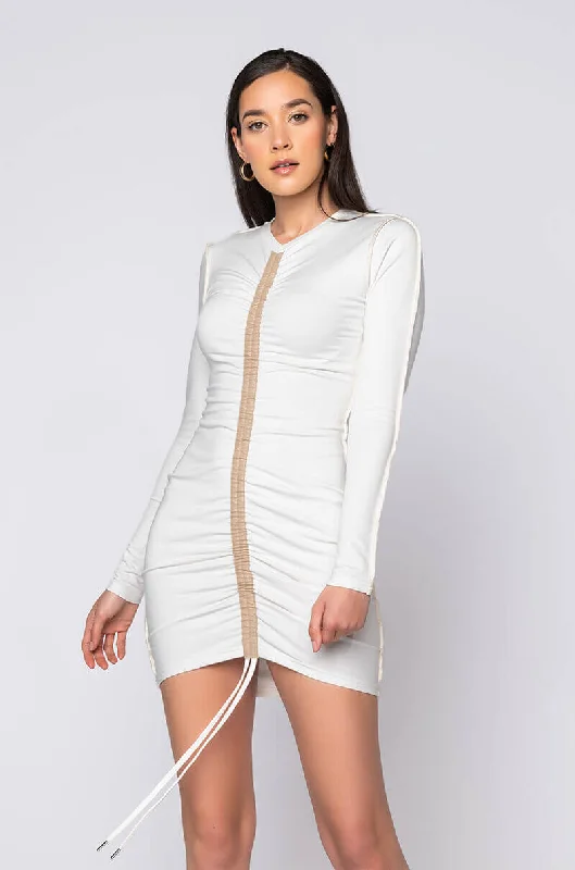 GOOD TIME RUCHED FRONT MINI DRESS IVORY