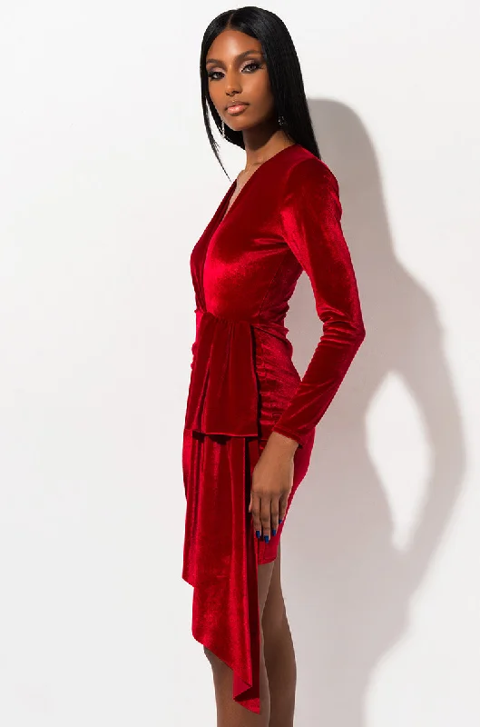 SEXY VELVET DRESSY MINI RED