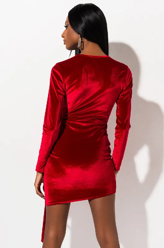 SEXY VELVET DRESSY MINI RED