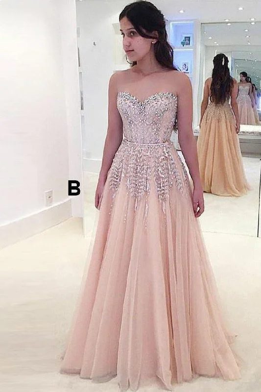 Shop Smart, Save Big!A-Line Sweetheart Pearl Pink Tulle Prom Dress with Beading PG852 Shop Smart, Save Big!A-Line Sweetheart Pearl Pink Tulle Prom Dress with Beading PG852