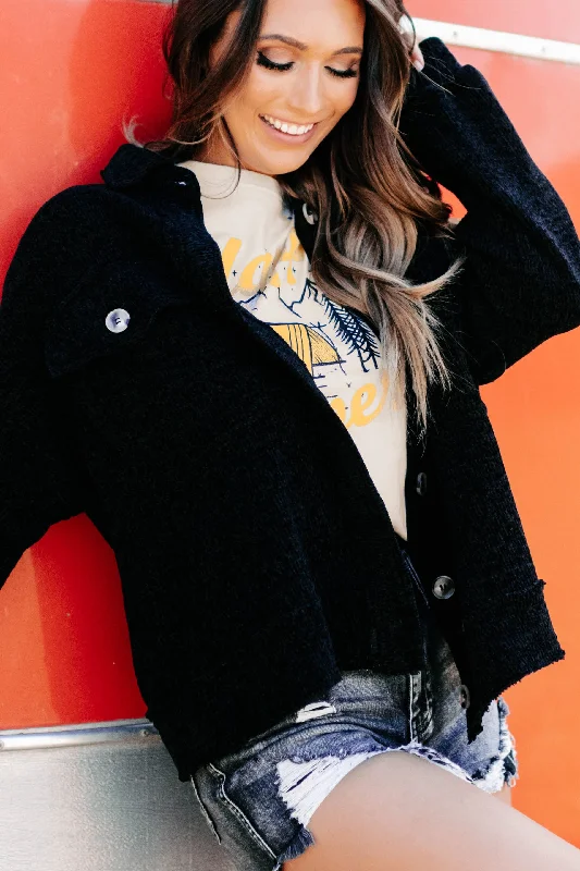 Buy One, Get One Free!All My Reasons Chenille Shacket (Black)